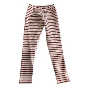 Hanna Andersson Girls Striped Leggings Size 10 Red Cream